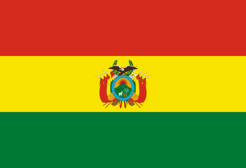 Bolivia flag with coat of arms — design illustration; physical proportions vary by selected flag size