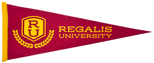 Style B felt pennant with sleeve — supplier artwork example