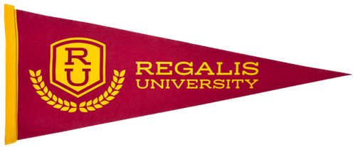 Style B felt pennant with sleeve — supplier artwork example