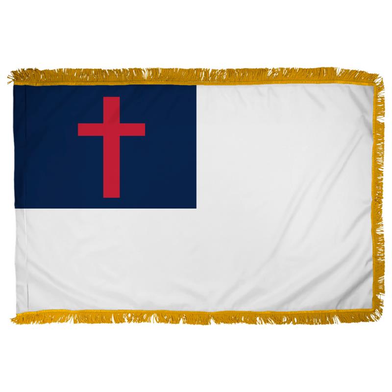 Christian Nylon Flag — Fringed Pole Hem
