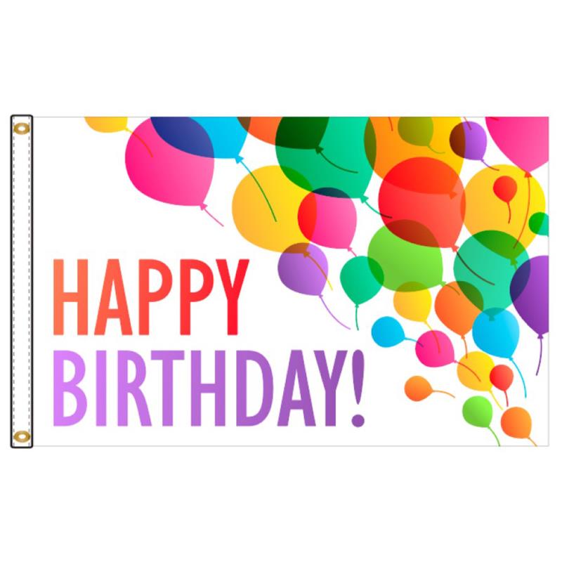 Happy Birthday Balloons Nylon Flag