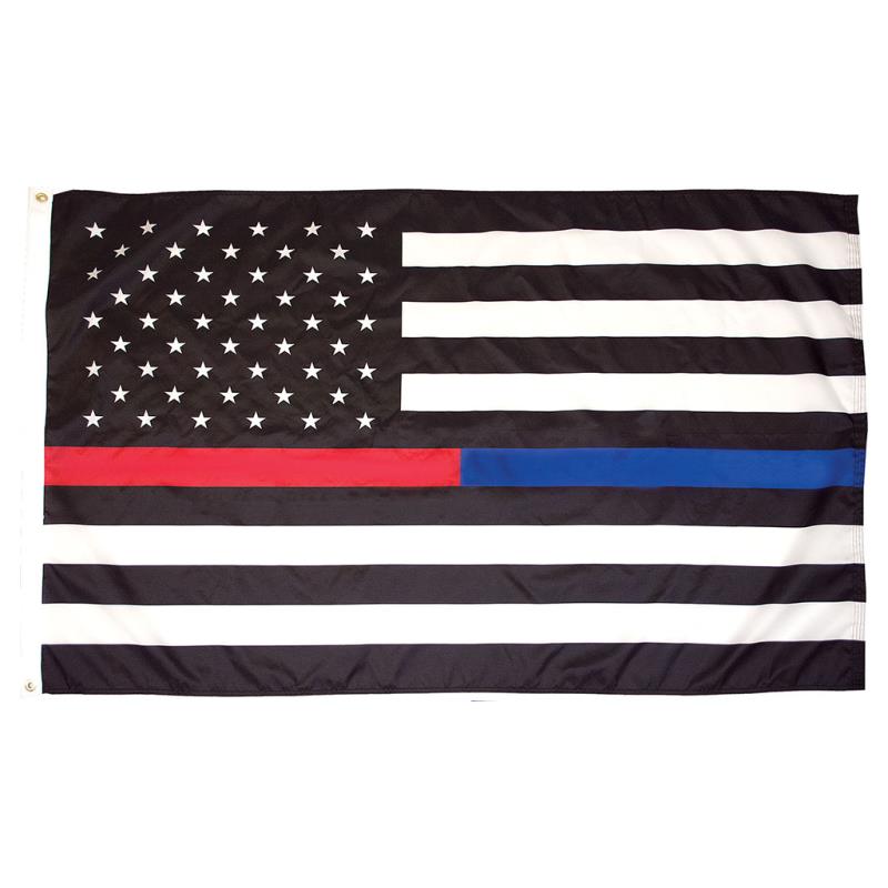Thin Red/Blue Line U.S. Nylon Flag