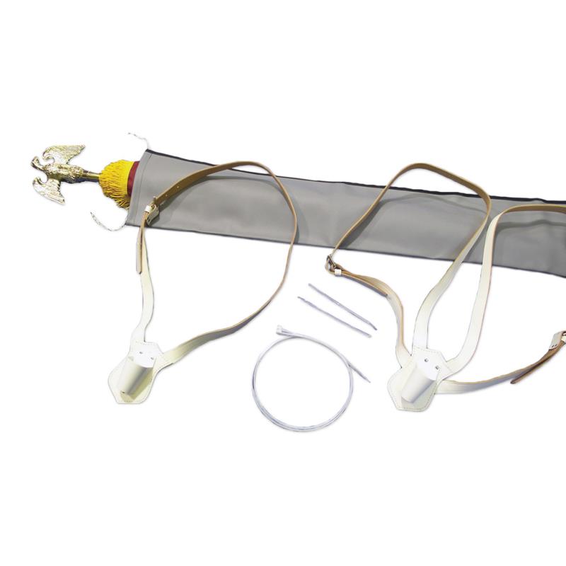 White Leather Parade Belt — Double Shoulder