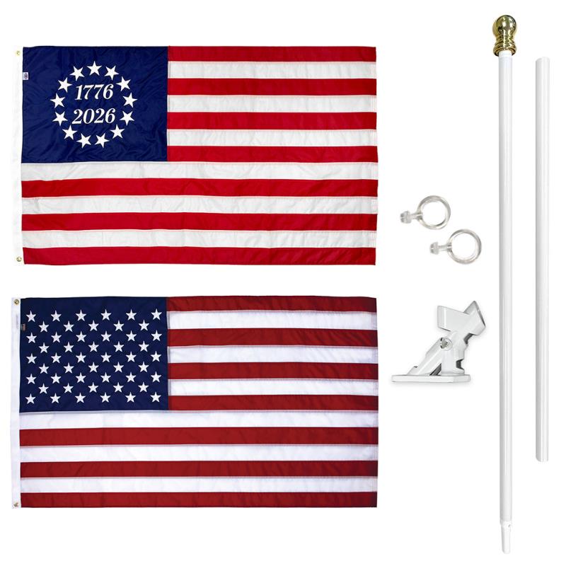 Betsy Ross & U.S. Flag Bundle with Pole