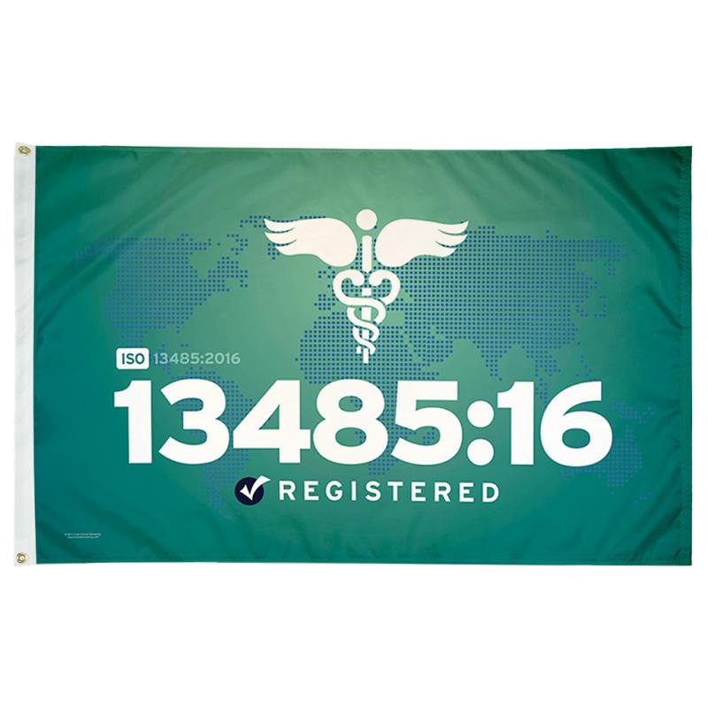 ISO 13485:2016 Certification Flag — Double Sided