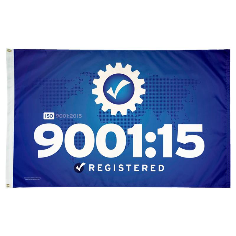 ISO 9001:2015 Certification Flag — Double Sided