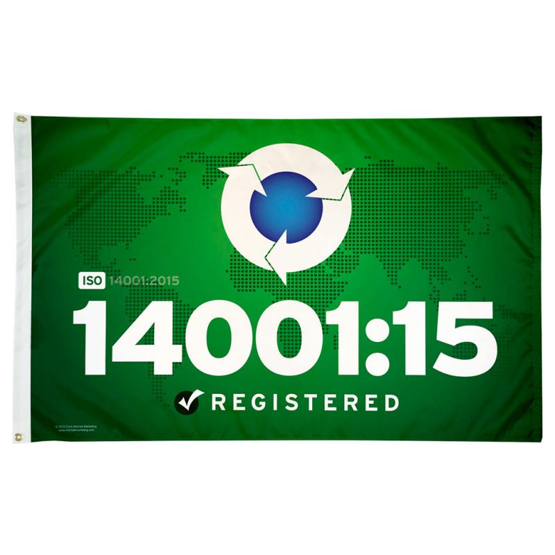 ISO 14001:2015 Certification Flag — Double Sided