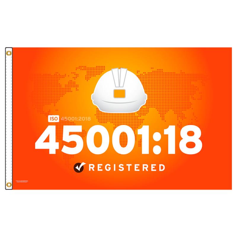 ISO 45001:2018 Certification Flag — Double Sided