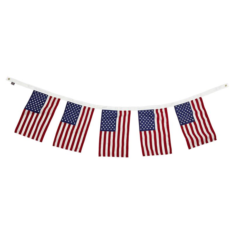 U.S. flag garland with five flags, supplier product photo