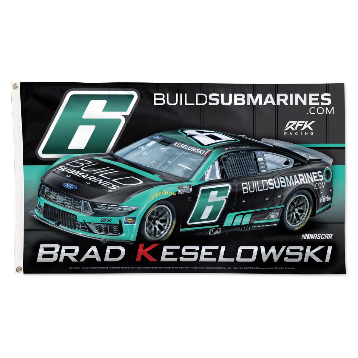 WinCraft Brad Keselowski 3' x 5' Single-Sided Deluxe Flag